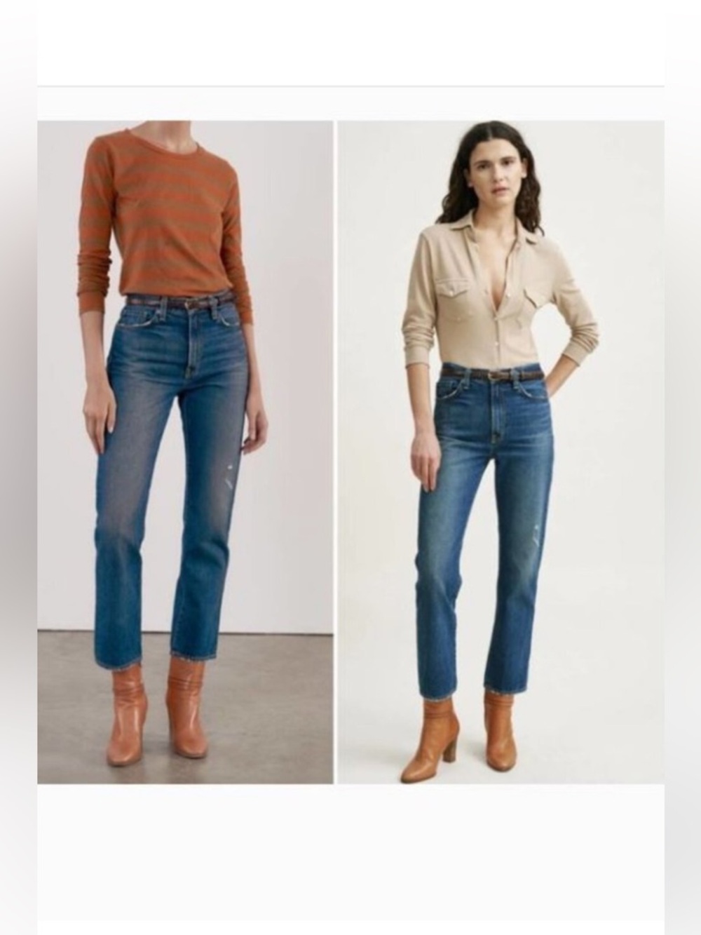 Nili Lotan Straight Leg Mid Rise Jeans Classic Wash Distressed Sz 26